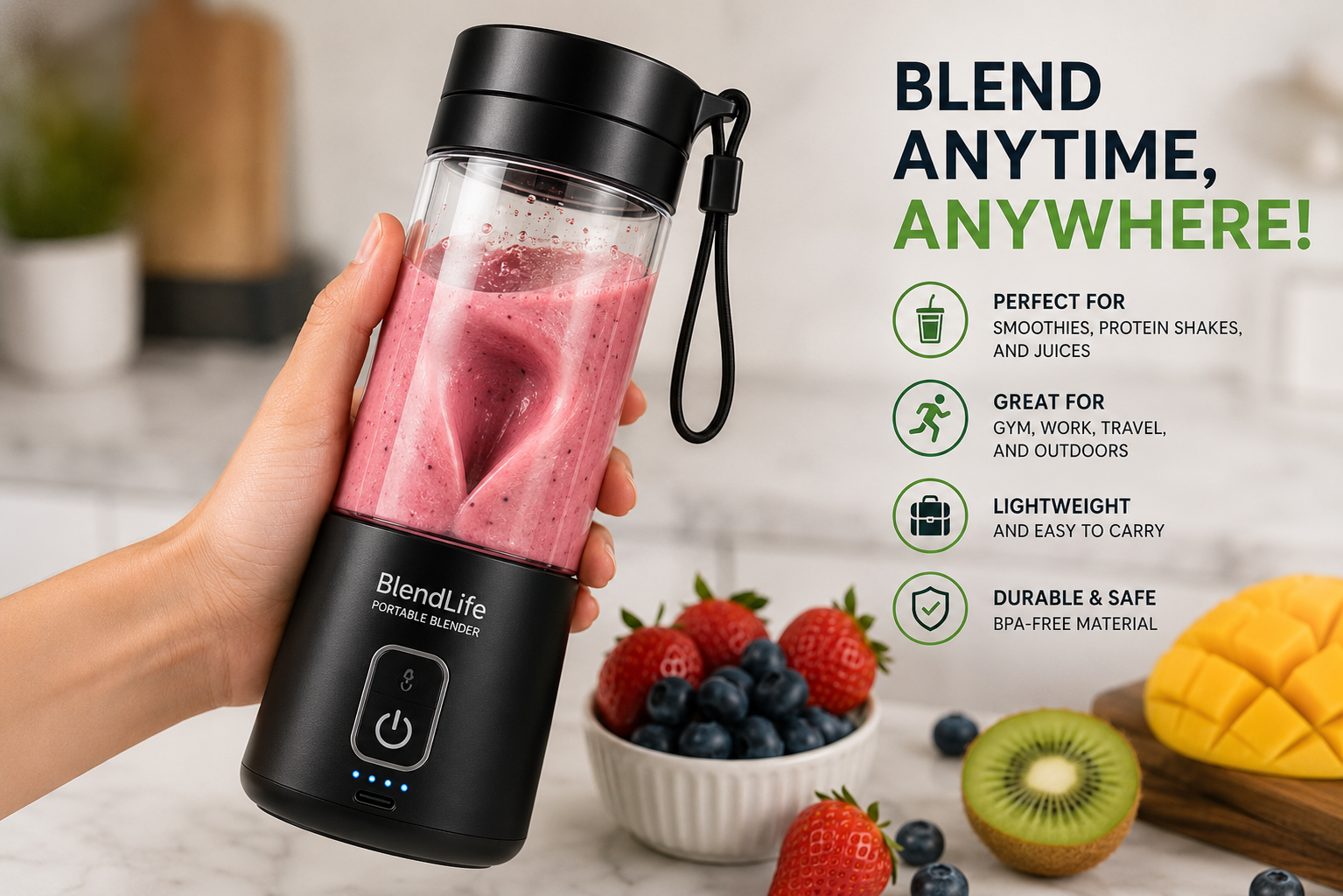 portable USB rechargeable Blender smoothies Anywhere